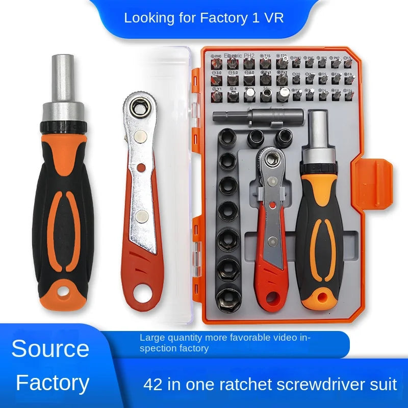 42-in-1 Precision Multifunctional Ratchet Screwdriver Tool Set Two-Way Ratchet Torx Head Household Hardware DIY Repair Plastic