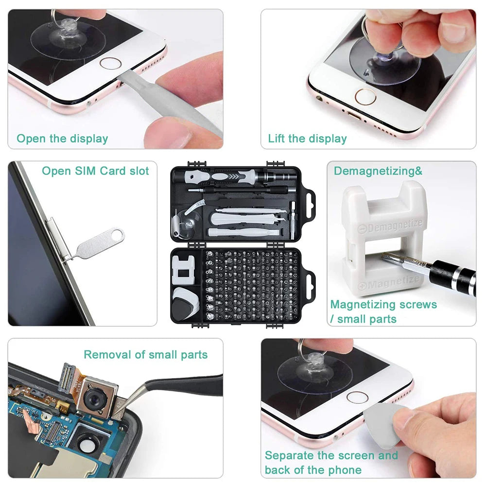 DIY Hand Work Repair Tools Kit Chrome Vanadium Magnetic Bits Mini Precision Screwdriver Set 112 115 in 1 Case for Amazon Seller