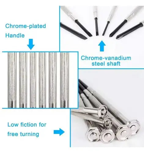 6Pcs/Set Destornde De Acero Vanadio Jewelers Watches Glasses Clock Jewelry Cell Phone Repairs Vanadium Steel Screwdriver Tools
