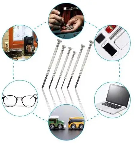 6Pcs/Set Destornde De Acero Vanadio Jewelers Watches Glasses Clock Jewelry Cell Phone Repairs Vanadium Steel Screwdriver Tools